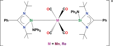 Graphical abstract: The group 7 metal carbonyl complexes from a stable heteroleptic silylene PhC(NtBu)2SiNPh2