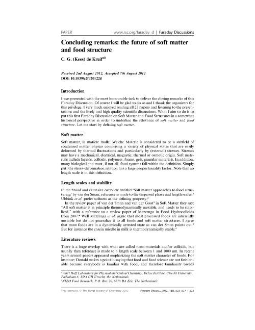 Concluding remarks: the future of soft matter and food structure