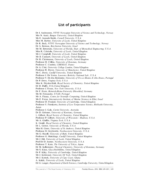 List of participants