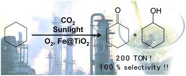 Graphical abstract: Highly efficient and selective sunlight-induced photocatalytic oxidation of cyclohexane on an eco-catalyst under a CO2 atmosphere