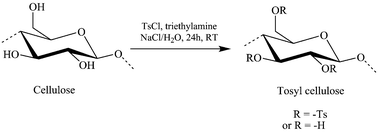 Graphical abstract: Tosylcellulose synthesis in aqueous medium