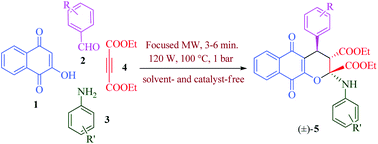 Graphical abstract: An eco-friendly sequential catalyst- and solvent-free four-component stereoselective synthesis of novel 1,4-pyranonaphthoquinones
