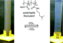 Graphical abstract: Nitrogen-containing polymers as potent ionogens for aqueous solutions of switchable ionic strength: application to separation of organic liquids and clay particles from water