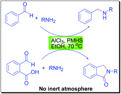 Graphical abstract: Synthesis of substituted amines and isoindolinones: catalytic reductive amination using abundantly available AlCl3/PMHS