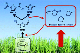 Graphical abstract: Production and upgrading of 5-hydroxymethylfurfural using heterogeneous catalysts and biomass-derived solvents