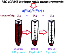 Graphical abstract: Isotope ratio measurements by MC-ICPMS below 10 μL min−1 under continuous sample flow conditions. Exploring the limits with strontium