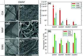 Graphical abstract: Dramatic electrical conductivity improvement of carbon nanotube networks by simultaneous de-bundling and hole-doping with chlorosulfonic acid