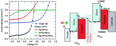 Graphical abstract: Role of transition metal oxides in the charge recombination layer used in tandem organic photovoltaic cells