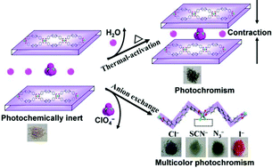 Graphical abstract: Solvent- and anion-controlled photochromism of viologen-based metal–organic hybrid materials