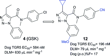 Graphical abstract: Optimization of triazole -based TGR5 agonists towards orally available agents