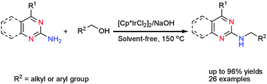 Graphical abstract: Regioselective N-alkylation with alcohols for the preparation of 2-(N-alkylamino)quinazolines and 2-(N-alkylamino)pyrimidines