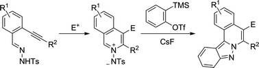 Graphical abstract: Aryne [3 + 2] cycloaddition with N-sulfonylpyridinium imides and in situ generated N-sulfonylisoquinolinium imides: a potential route to pyrido[1,2-b]indazoles and indazolo[3,2-a]isoquinolines