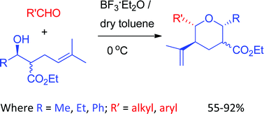 Graphical abstract: Synthesis of 2,3,5,6-tetrasubstituted tetrahydropyrans via (3,5)-oxonium-ene reaction