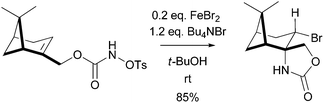 Graphical abstract: Intramolecular iron(ii)-catalyzed aminobromination of allyl N-tosyloxycarbamates