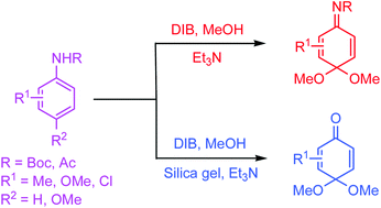 Graphical abstract: Hypervalent iodine mediated synthesis of carbamate protected p-quinone monoimine ketals and p-benzoquinone monoketals