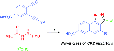 Graphical abstract: Design and synthesis of a novel class of CK2 inhibitors: application of copper- and gold-catalysed cascade reactions for fused nitrogen heterocycles