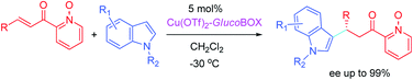 Graphical abstract: Enantioselective Friedel–Crafts alkylation of indoles with 2-enoylpyridine-N-oxides catalyzed by glucoBOX-Cu(ii) complex