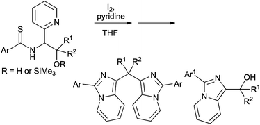 Graphical abstract: Imidazo[1,5-a]pyridine-1-ylalkylalcohols: synthesis via intramolecular cyclization of N-thioacyl 1,2-aminoalcohols and their silyl ethers and molecular structures