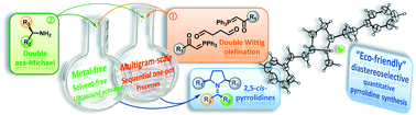Graphical abstract: Solvent-free double aza-Michael under ultrasound irradiation: diastereoselective sequential one-pot synthesis of pyrrolidine Lobelia alkaloids analogues