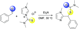 Graphical abstract: Oxygen–sulfur rearrangement in the reaction of thiocarbamate imidazolium ylide with arylaldehyde