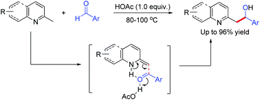 Graphical abstract: Brønsted acid promoted benzylic C–H bond functionalization of azaarenes: nucleophilic addition to aldehydes