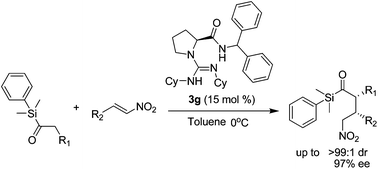 Graphical abstract: Organocatalytic asymmetric Michael reaction with acylsilane donors