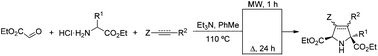 Graphical abstract: Microwave-assisted multicomponent diastereoselective 1,3-dipolar cycloaddition of ethyl glyoxylate derived azomethine ylides