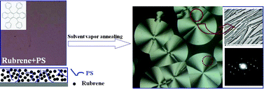 Graphical abstract: Polymer assisted solution-processing of rubrene spherulites via solvent vapor annealing