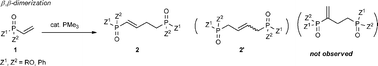 Graphical abstract: Umpolung catalyzed by organophosphines: efficient β,β-dimerization of vinylphosphonates affording linear dimers