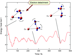 Graphical abstract: Electron detachment dynamics of Cu−(H2O)n (n = 1–3): a direct ab initio MD study