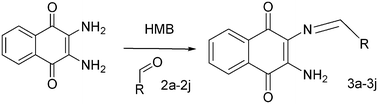Graphical abstract: Intermolecular charge transfer facilitated synthesis and spectral characterization of Schiff bases of a weak nucleophile 2,3-diamino-1,4-naphthoquinone