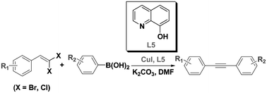 Graphical abstract: Copper-catalyzed synthesis of internal alkynes via domino coupling between 1,1-dihalo-1-alkenes and arylboronic acids