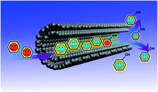 Graphical abstract: Enhancing chemical reactions in a confined hydrophobic environment: an NMR study of benzene hydroxylation in carbon nanotubes