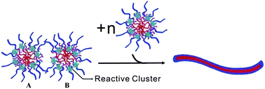 Graphical abstract: Linear coupling of spherical block copolymer micelles induced by gradually depositing an insoluble component onto the core–shell interface