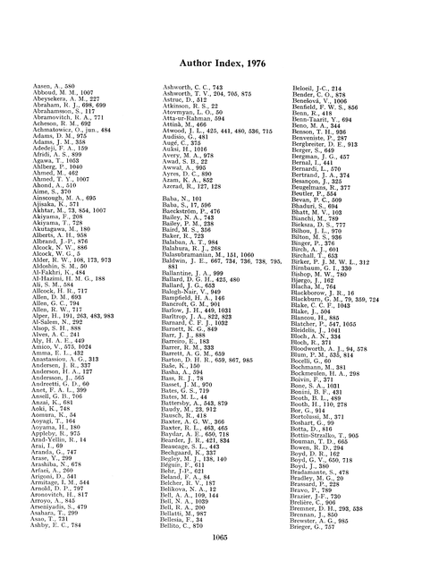 Author index, 1976