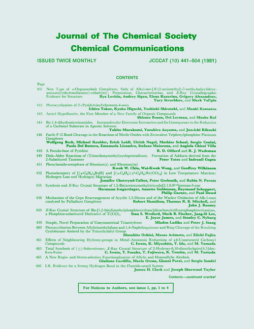 Contents pages Journal of the Chemical Society, Chemical