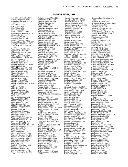 Author index, 1989