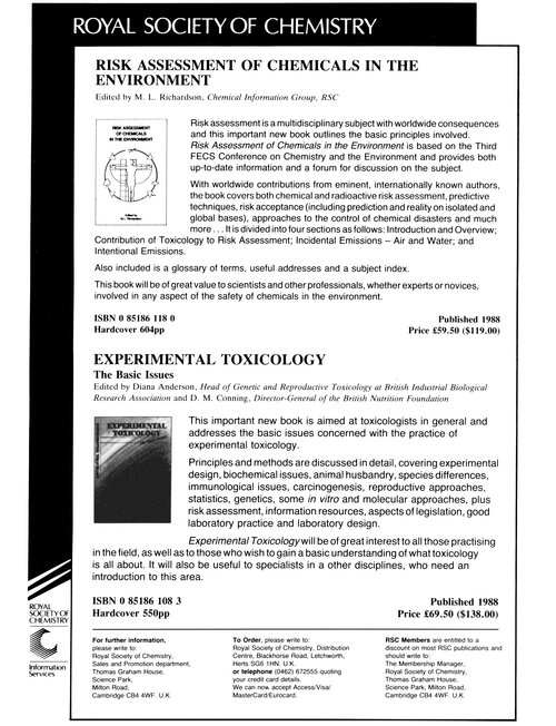 Back cover Journal of the Chemical Society, Chemical Communications