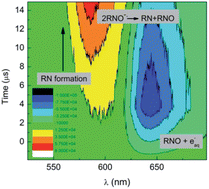 Graphical abstract: Implementation of laser induced fluorescence in a pulse radiolysis experiment – a new way to analyze resazurin-like reduction mechanisms