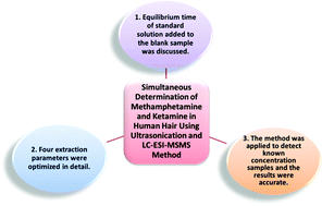 Graphical abstract: Simultaneous determination of methamphetamine and ketamine in human hair using ultrasonication and LC-ESI-MS/MS method