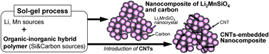 Graphical abstract: Direct synthesis of novel homogeneous nanocomposites of Li2MnSiO4 and carbon as a potential Li-ion battery cathode material