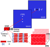 Graphical abstract: A poly(3-hexylthiophene) block copolymer with macroscopically aligned hierarchical nanostructure induced by mechanical rubbing