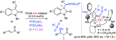 Graphical abstract: Iron-catalyzed asymmetric haloamination reactions