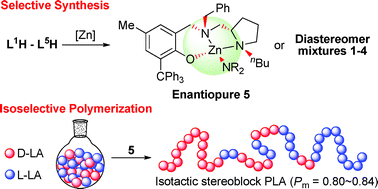 Graphical abstract: Highly diastereoselective synthesis of chiral aminophenolate zinc complexes and isoselective polymerization of rac-lactide