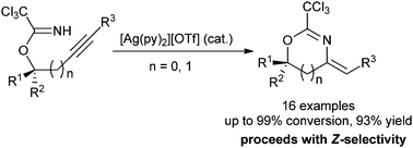 Graphical abstract: Silver-catalysed intramolecular hydroamination of alkynes with trichloroacetimidates