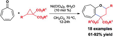 Graphical abstract: Ni-Catalyzed [8+3] cycloaddition of tropones with 1,1-cyclopropanediesters