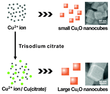 Graphical abstract: Large-scale synthesis of uniform Cu2O nanocubes with tunable sizes by in-situ nucleation