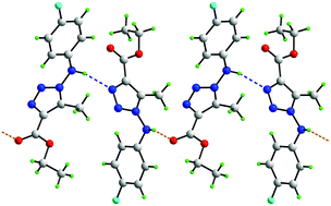 Graphical abstract: Aryl-substituents moderate the nature of hydrogen bonds, N–H⋯N versus N–H⋯O, leading to supramolecular chains in the crystal structures of N-arylamino 1,2,3-triazole esters