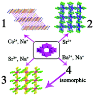 Graphical abstract: A 3D all-inorganic architecture based on the [H2W12O42]10− building block with different alkaline-earth metal linkers: crystal structures, surface photovoltage and photoluminescent properties