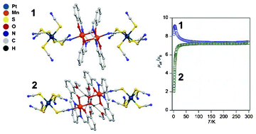 Graphical abstract: Structural and magnetic characterizations of the first manganese(iii) Schiff base complexes involving hexathiocyanidoplatinate(iv) bridges
